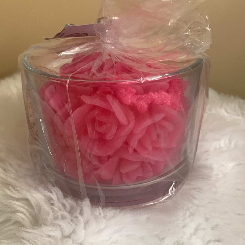 CANDELE FIRENZE pink roses cluster candle made in Poland NWT